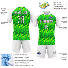 Load image into Gallery viewer, Custom Neon Green White-Black Abstract Shape Sublimation Volleyball Uniform Jersey
