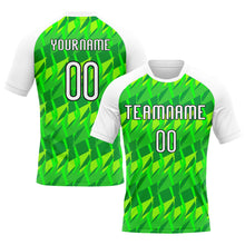 Load image into Gallery viewer, Custom Neon Green White-Black Abstract Shape Sublimation Volleyball Uniform Jersey
