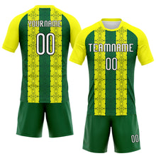 Load image into Gallery viewer, Custom Light Yellow Green-Black Abstract Shape Sublimation Volleyball Uniform Jersey
