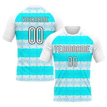 Load image into Gallery viewer, Custom White Lakes Blue-Black Abstract Shape Sublimation Volleyball Uniform Jersey
