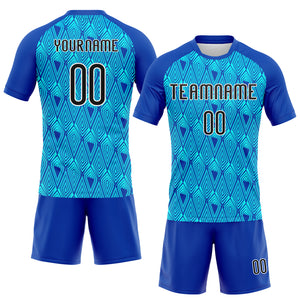 Custom Thunder Blue Black-Lakes Blue Geometric Shape Sublimation Volleyball Uniform Jersey