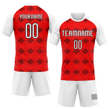 Load image into Gallery viewer, Custom Red White-Black Geometric Shape Sublimation Volleyball Uniform Jersey
