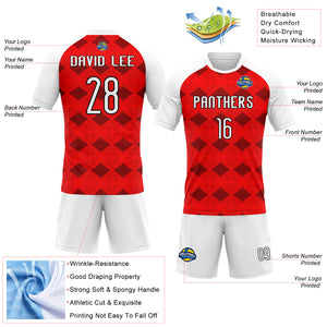 Custom Red White-Black Geometric Shape Sublimation Volleyball Uniform Jersey