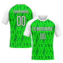 Load image into Gallery viewer, Custom Neon Green White-Black Abstract Shape Sublimation Volleyball Uniform Jersey
