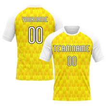 Load image into Gallery viewer, Custom Light Yellow White-Black Splash Sublimation Volleyball Uniform Jersey
