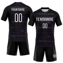 Load image into Gallery viewer, Custom Black White-Purple Bright Lines Sublimation Volleyball Uniform Jersey
