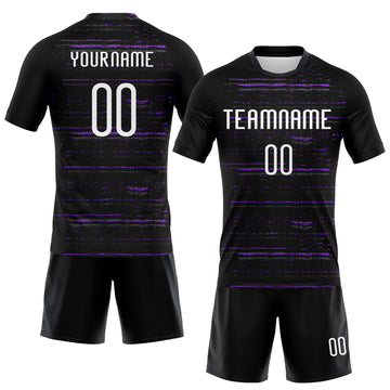 Custom Black White-Purple Bright Lines Sublimation Volleyball Uniform Jersey