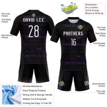 Load image into Gallery viewer, Custom Black White-Purple Bright Lines Sublimation Volleyball Uniform Jersey
