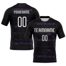 Load image into Gallery viewer, Custom Black White-Purple Bright Lines Sublimation Volleyball Uniform Jersey
