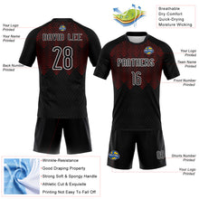 Load image into Gallery viewer, Custom Black Red-White Geometric Shape Sublimation Volleyball Uniform Jersey
