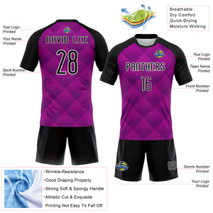 Custom Purple Black-White Geometric Shape Sublimation Volleyball Uniform Jersey