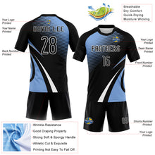 Load image into Gallery viewer, Custom Black Light Blue-White Lines And Dots Sublimation Volleyball Uniform Jersey
