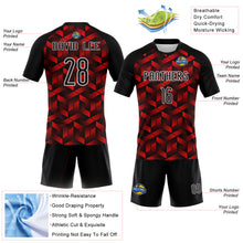 Load image into Gallery viewer, Custom Fire Red Black-White Geometric Shape Sublimation Volleyball Uniform Jersey
