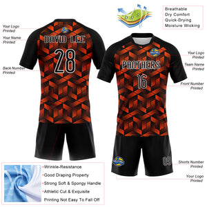 Custom Orange Black-White Geometric Shape Sublimation Volleyball Uniform Jersey