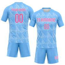 Load image into Gallery viewer, Custom Electric Blue Pink-White Lines Splatter Art Sublimation Volleyball Uniform Jersey
