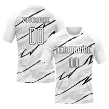 Load image into Gallery viewer, Custom White Black Abstract Brush Sublimation Volleyball Uniform Jersey
