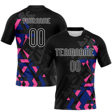 Load image into Gallery viewer, Custom Black Royal-Pink Geometric Shape Sublimation Volleyball Uniform Jersey
