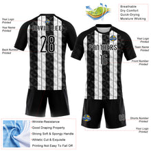 Load image into Gallery viewer, Custom Black White Geometric Shape Sublimation Volleyball Uniform Jersey
