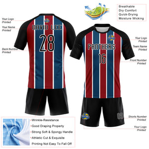 Custom Black Red-Royal Lines Sublimation Volleyball Uniform Jersey