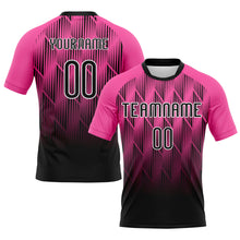 Load image into Gallery viewer, Custom Pink Black-White Lines Sublimation Volleyball Uniform Jersey
