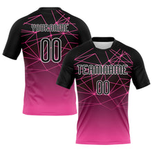 Load image into Gallery viewer, Custom Pink Black-White Abstract Network Sublimation Volleyball Uniform Jersey
