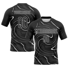 Load image into Gallery viewer, Custom Black White Liquid Fluid Sublimation Volleyball Uniform Jersey
