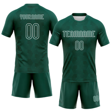 Custom Midnight Green White Geometric Shape Sublimation Volleyball Uniform Jersey