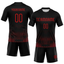 Load image into Gallery viewer, Custom Black Red Zigzag Sublimation Volleyball Uniform Jersey
