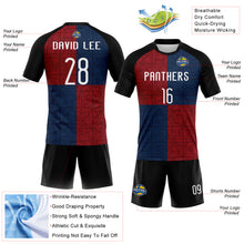 Load image into Gallery viewer, Custom Black Red-Royal Geometric Shape Sublimation Volleyball Uniform Jersey
