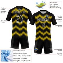 Load image into Gallery viewer, Custom Black Gold-White Zigzag Sublimation Volleyball Uniform Jersey
