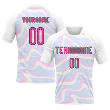 Load image into Gallery viewer, Custom White Pink-Black Liquid Fluid Sublimation Volleyball Uniform Jersey
