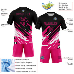 Custom Black Pink-White Lines Sublimation Volleyball Uniform Jersey