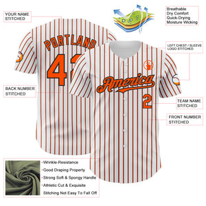 Custom White (Black Orange Pinstripe) Orange-Black Authentic Baseball Jersey