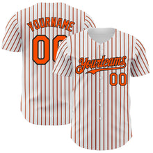 Load image into Gallery viewer, Custom White (Black Orange Pinstripe) Orange-Black Authentic Baseball Jersey
