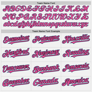 Custom White (Black Pink Pinstripe) Pink Black-Light Blue Authentic Baseball Jersey