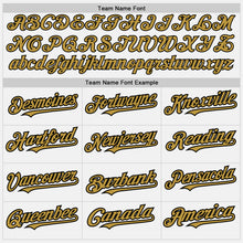 Load image into Gallery viewer, Custom White (Black Old Gold Pinstripe) Old Gold-Black Authentic Baseball Jersey
