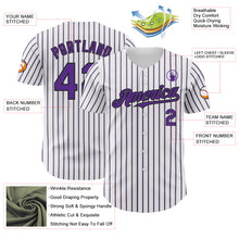 Load image into Gallery viewer, Custom White (Black Purple Pinstripe) Purple-Black Authentic Baseball Jersey
