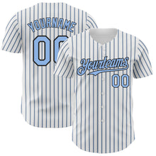 Load image into Gallery viewer, Custom White (Black Light Blue Pinstripe) Light Blue-Black Authentic Baseball Jersey
