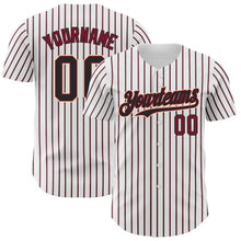 Load image into Gallery viewer, Custom White (Black Crimson Pinstripe) Black Crimson-Cream Authentic Baseball Jersey
