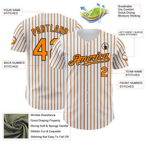 Custom White (Black Bay Orange Pinstripe) Neon Green-Black Authentic Baseball Jersey