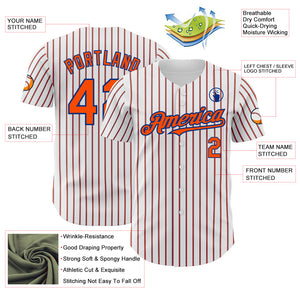 Custom White (Royal Orange Pinstripe) Orange-Royal Authentic Baseball Jersey