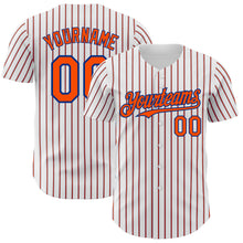 Load image into Gallery viewer, Custom White (Royal Orange Pinstripe) Orange-Royal Authentic Baseball Jersey
