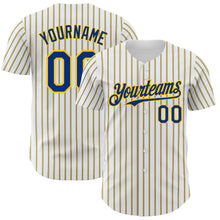 Load image into Gallery viewer, Custom White (Royal Yellow Pinstripe) Royal-Yellow Authentic Baseball Jersey
