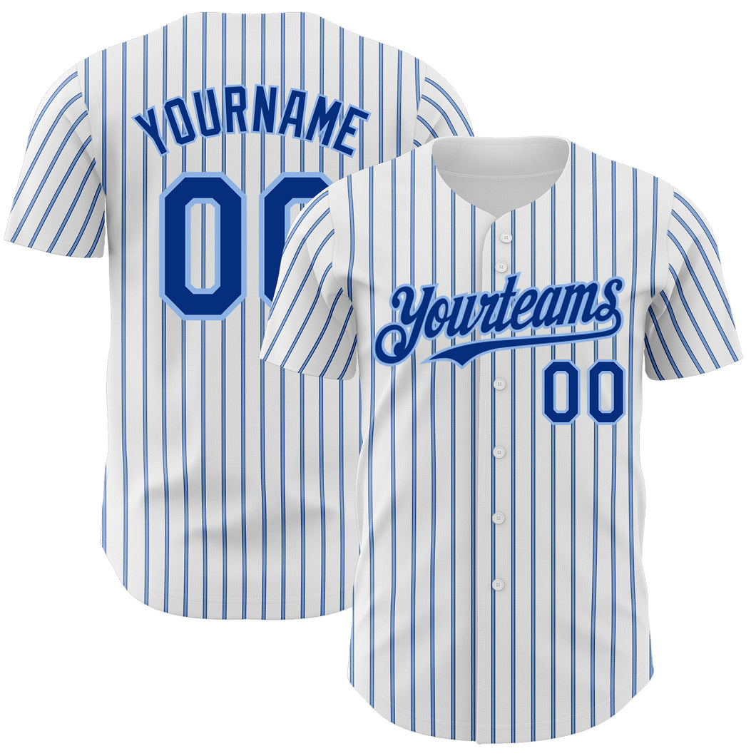 Custom White (Royal Light Blue Pinstripe) Royal-Light Blue Authentic Baseball Jersey