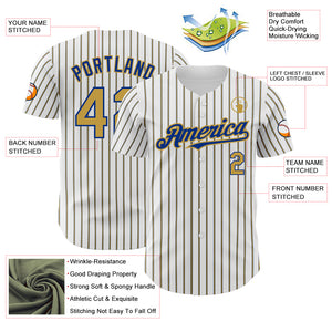 Custom White (Royal Old Gold Pinstripe) Old Gold-Royal Authentic Baseball Jersey