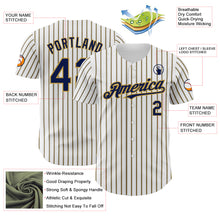 Load image into Gallery viewer, Custom White (Navy Old Gold Pinstripe) Navy-Old Gold Authentic Baseball Jersey
