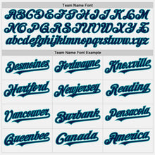 Load image into Gallery viewer, Custom White (Navy Teal Pinstripe) Navy-Teal Authentic Baseball Jersey
