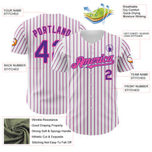 Load image into Gallery viewer, Custom White (Purple Pink Pinstripe) Purple-Pink Authentic Baseball Jersey
