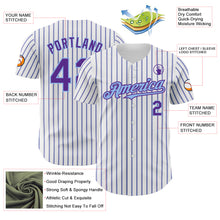 Load image into Gallery viewer, Custom White (Purple Light Blue Pinstripe) Purple-Light Blue Authentic Baseball Jersey
