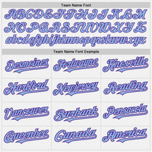 Load image into Gallery viewer, Custom White (Purple Light Blue Pinstripe) Purple-Light Blue Authentic Baseball Jersey
